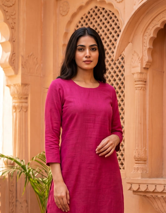 Women’s Pure Cotton Solid Co-Ord Set - Pink