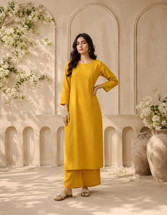 Women's Mustard Kurti Co-ord Set (Copy) (Copy)