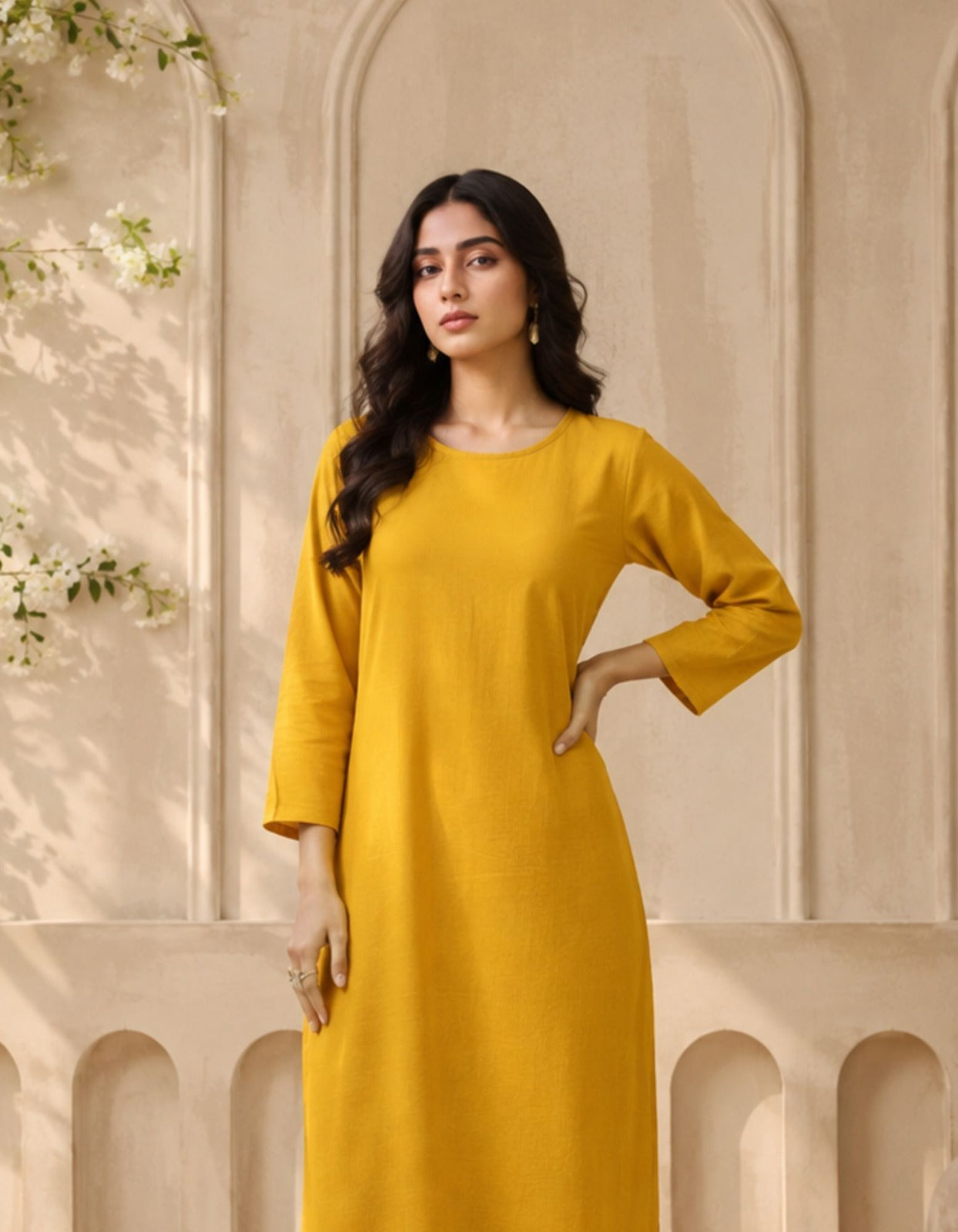Women's Mustard Kurti Co-ord Set (Copy)