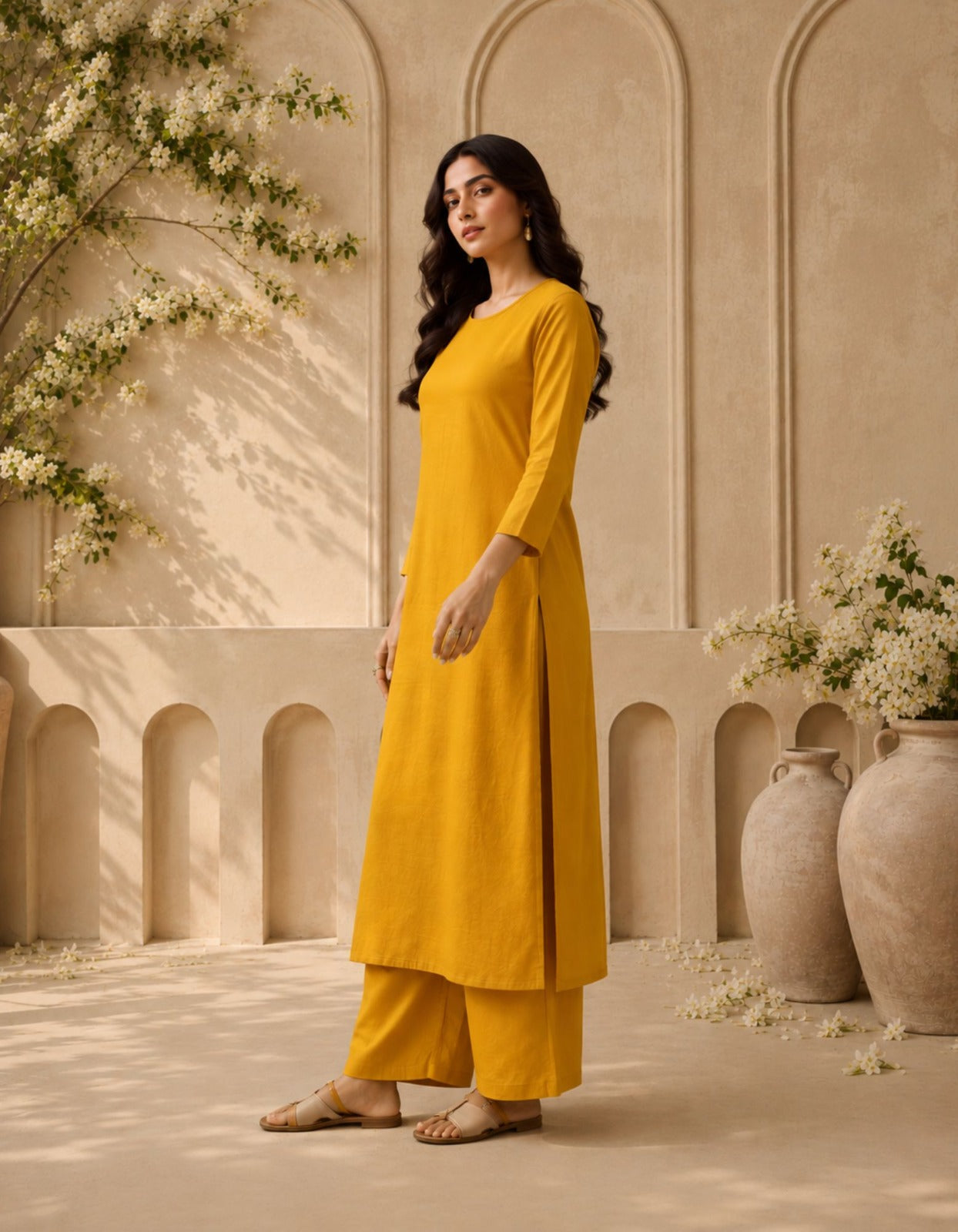 Women's Mustard Kurti Co-ord Set (Copy)